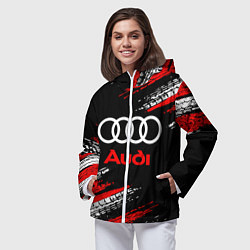 Ветровка с капюшоном женская AUDI, цвет: 3D-белый — фото 2