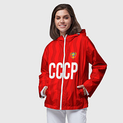 Ветровка с капюшоном женская Форма сборной СССР, цвет: 3D-белый — фото 2