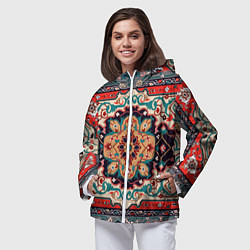 Ветровка с капюшоном женская Текстура ковра, цвет: 3D-белый — фото 2