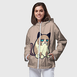 Ветровка с капюшоном женская Великий Grumpy Cat, цвет: 3D-белый — фото 2