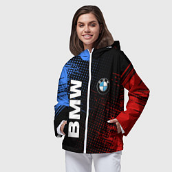 Ветровка с капюшоном женская BMW ТЕКСТУРА, цвет: 3D-белый — фото 2