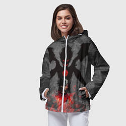 Ветровка с капюшоном женская Черный клевер, цвет: 3D-белый — фото 2