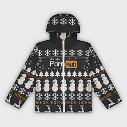 Ветровка с капюшоном женская Christmas PornHub, цвет: 3D-белый
