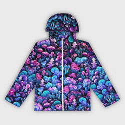 Ветровка с капюшоном женская Волшебные грибы, цвет: 3D-белый