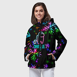 Ветровка с капюшоном женская Among Us New Year, цвет: 3D-черный — фото 2