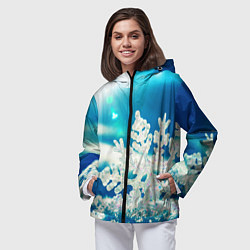 Ветровка с капюшоном женская Снег, цвет: 3D-черный — фото 2