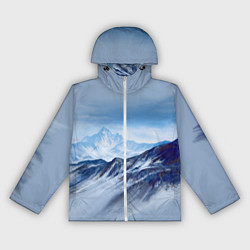 Ветровка с капюшоном женская Серо-голубые горы, цвет: 3D-белый