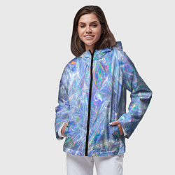 Ветровка с капюшоном женская 3d ice glitch, цвет: 3D-черный — фото 2
