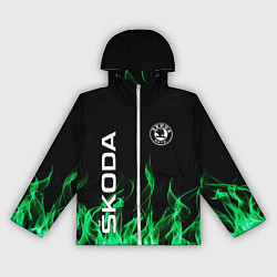 Ветровка с капюшоном женская SKODA, цвет: 3D-белый