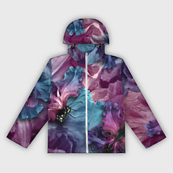 Ветровка с капюшоном женская Цветы, цвет: 3D-белый