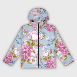 Ветровка с капюшоном женская Цветы, цвет: 3D-черный