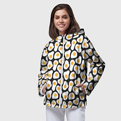 Ветровка с капюшоном женская Яичница, цвет: 3D-белый — фото 2