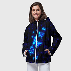 Ветровка с капюшоном женская Неоновые бабочки, цвет: 3D-белый — фото 2