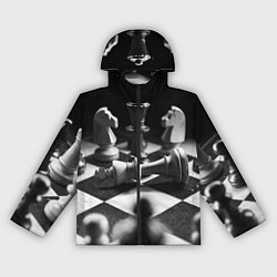 Ветровка с капюшоном женская Шахматы, цвет: 3D-черный
