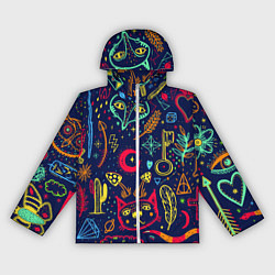 Ветровка с капюшоном женская Узоры из снов, цвет: 3D-белый