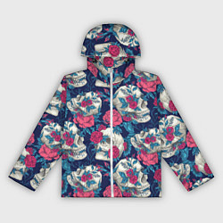 Женская ветровка Реалистичные черепа с розами