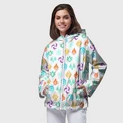 Ветровка с капюшоном женская GENSHIN IMPACT ЭМБЛЕМЫ, цвет: 3D-белый — фото 2