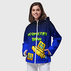 Ветровка с капюшоном женская Geometry Dash, цвет: 3D-белый — фото 2