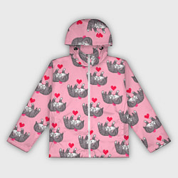 Ветровка с капюшоном женская Пиксельные котики, цвет: 3D-белый