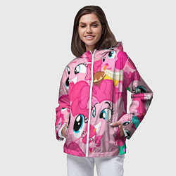 Ветровка с капюшоном женская Pinkie Pie pattern, цвет: 3D-белый — фото 2
