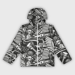 Ветровка с капюшоном женская Механика Автомобиль, цвет: 3D-белый