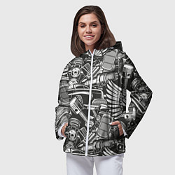 Ветровка с капюшоном женская Механика Автомобиль, цвет: 3D-белый — фото 2