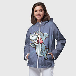 Ветровка с капюшоном женская Акула, цвет: 3D-белый — фото 2