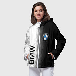 Ветровка с капюшоном женская Black and White BMW, цвет: 3D-белый — фото 2