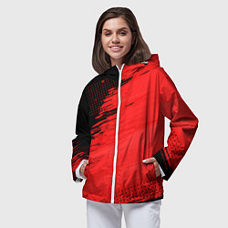 Ветровка с капюшоном женская ЧЕРНО-КРАСНЫЙ ГРАНЖ GRUNGE Z, цвет: 3D-белый — фото 2