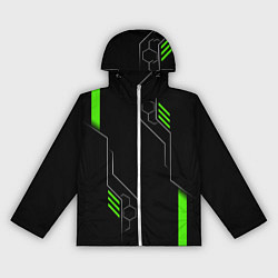 Ветровка с капюшоном женская ФУТУРИСТИЧНАЯ БРОНЯ ЗЕЛЕНАЯ, цвет: 3D-белый