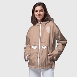 Ветровка с капюшоном женская Сайтама One-Punch Man, цвет: 3D-белый — фото 2