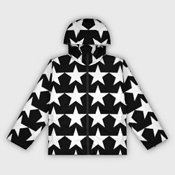 Ветровка с капюшоном женская Белые звёзды на чёрном фоне, цвет: 3D-черный