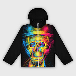 Ветровка с капюшоном женская Череп-анаглиф, цвет: 3D-белый
