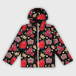 Ветровка с капюшоном женская Корона и розы, цвет: 3D-белый