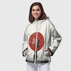 Ветровка с капюшоном женская Самурай на коне, цвет: 3D-белый — фото 2