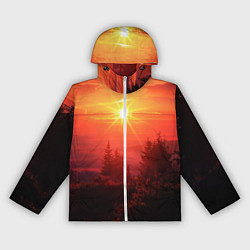 Ветровка с капюшоном женская УТРЕННИЙ РАССВЕТ НАД ОБЛАКАМИ, цвет: 3D-белый