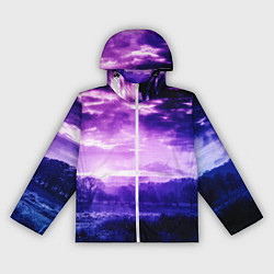 Ветровка с капюшоном женская ФИОЛЕТОВЫЙ РАЙ, цвет: 3D-белый