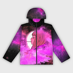 Ветровка с капюшоном женская Аниме Девушка Розовый Космос, цвет: 3D-черный