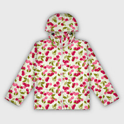 Ветровка с капюшоном женская Спелая вишня, цвет: 3D-белый