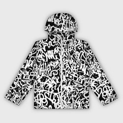 Ветровка с капюшоном женская Graffiti white on black, цвет: 3D-белый