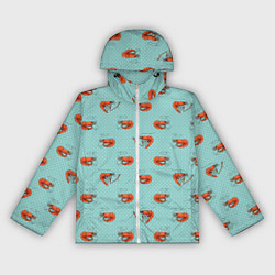 Ветровка с капюшоном женская Креветки паттерн, цвет: 3D-белый
