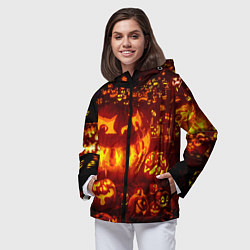 Ветровка с капюшоном женская Тыквы на Хэллоуин, цвет: 3D-черный — фото 2
