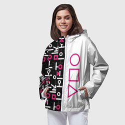 Ветровка с капюшоном женская Игра в кальмара: Стражи, цвет: 3D-белый — фото 2