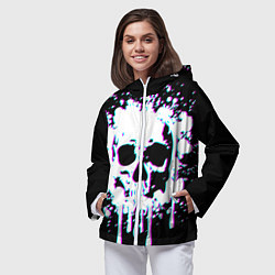 Ветровка с капюшоном женская Мерцающий череп, цвет: 3D-белый — фото 2
