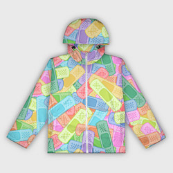 Ветровка с капюшоном женская Цветные пластыри, цвет: 3D-белый