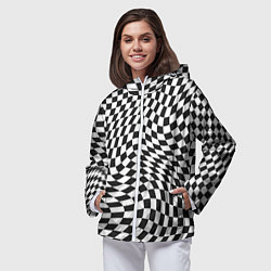 Ветровка с капюшоном женская Черно-белая клетка Black and white squares, цвет: 3D-белый — фото 2