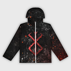 Ветровка с капюшоном женская BERSERK LOGO GRUNGE RED, цвет: 3D-белый