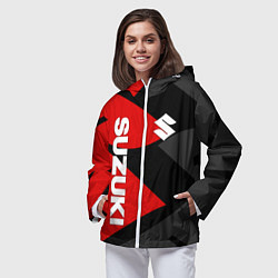 Ветровка с капюшоном женская SUZUKI СУЗУКИ RED LOGO, цвет: 3D-белый — фото 2