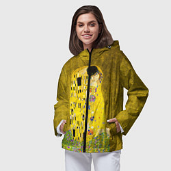 Ветровка с капюшоном женская Влюблённые поцелуй художник Климт, цвет: 3D-черный — фото 2