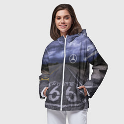 Ветровка с капюшоном женская Мерседес, трасса 66, цвет: 3D-белый — фото 2